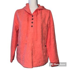 Soft Surroundings Bali pullover heathered orange hoodie tunic see drawstring pic